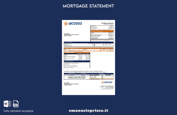 stile verificato Guinea Access modello di estratto conto mutuo bancario bancario